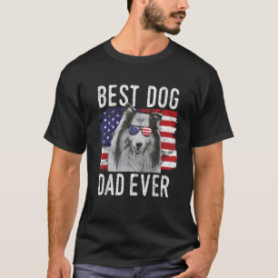 Mens American Flag Best Dog Vater Ever Collie USA T-Shirt