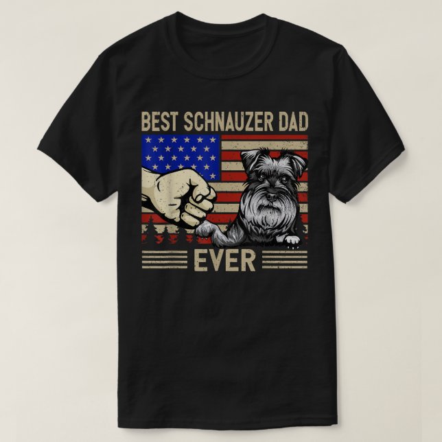 Mens American Flag Best Schnauzer Vater 4. Juli T-Shirt (Design vorne)