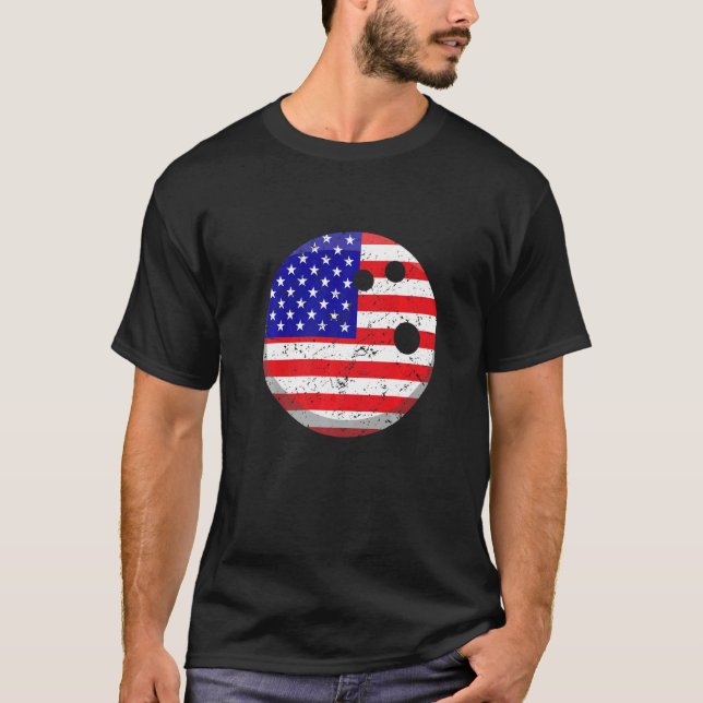 Mens American Flag Bowling 4. Juli USA Männer Frau T-Shirt (Vorderseite)