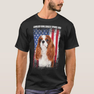 Mens American Flag Cavalier King Chales Spaniel Da T-Shirt