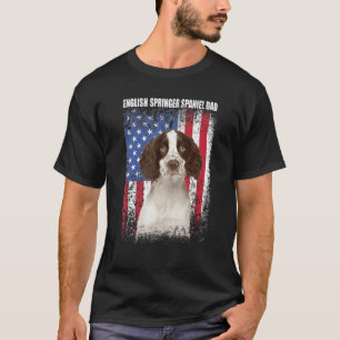 Mens American Flag English Springer Spaniel Vater  T-Shirt