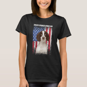 Mens American Flag English Springer Spaniel Vater  T-Shirt