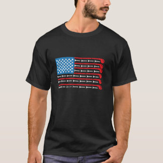 Mens American Flag Golf Club Sportdesign Long Sl T-Shirt