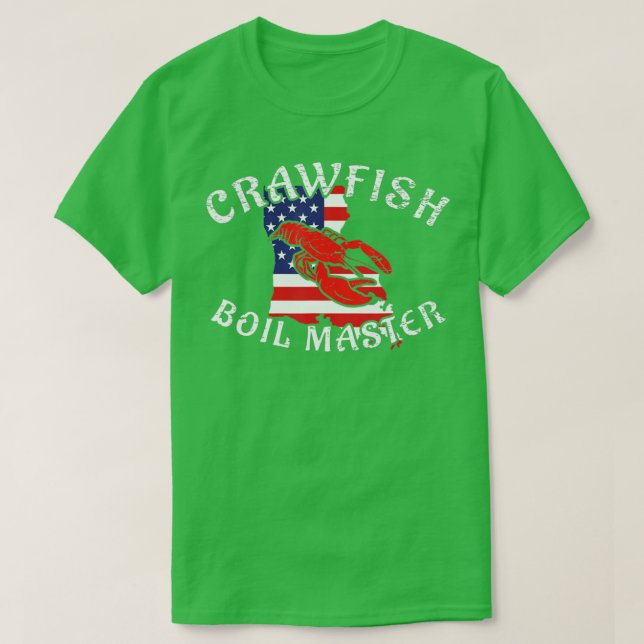 Mens American Flag Louisiana Crawfish Bootmeister T-Shirt (Design vorne)