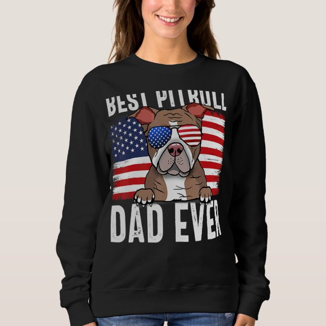 Mens American Flag Pitbull Vater Hund für Väter Da Sweatshirt (Vorderseite)