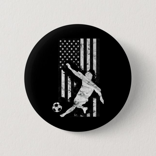 Mens American Flag Soccer Player  Button (Vorderseite)