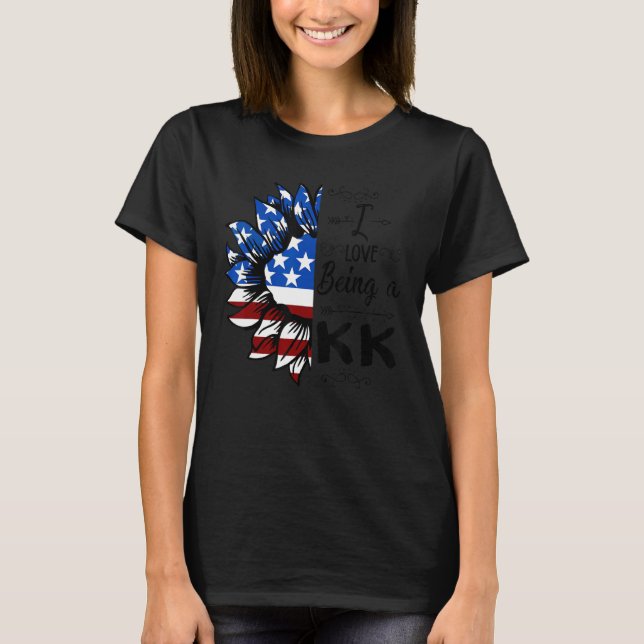 Mens American Flag Sunflower I Love Being A Kk T-Shirt (Vorderseite)