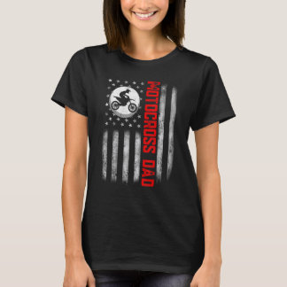 Mens American Flag Vintag Motocross Flag Vater Fah T-Shirt