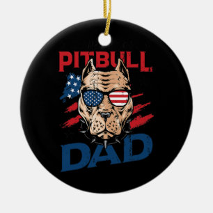 Mens American Pitbull Vater 4. Juli Keramik Ornament
