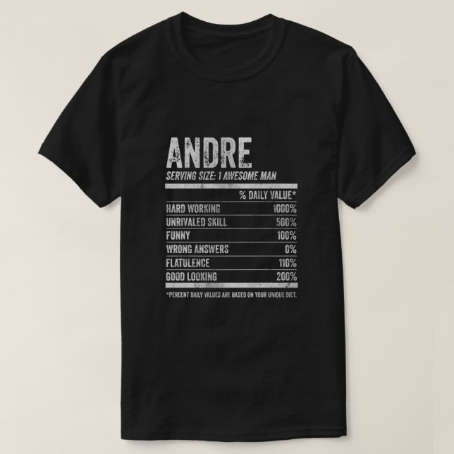 Mens Andre Nutrition Personalisiert Name Shirt Fun (Design vorne)