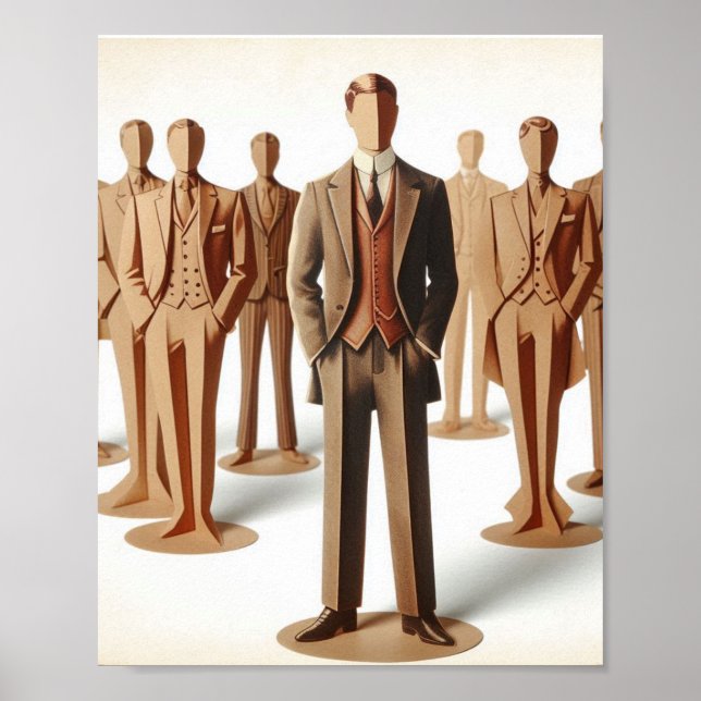 Mens Anzugs Mode Papier Kunsthandwerk Poster (Vorne)