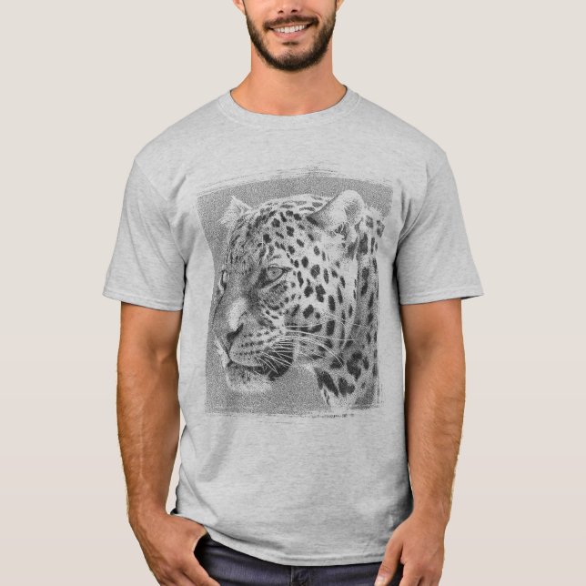 Mens Apparel Grey Leopard Head Modern Template T-Shirt (Vorderseite)