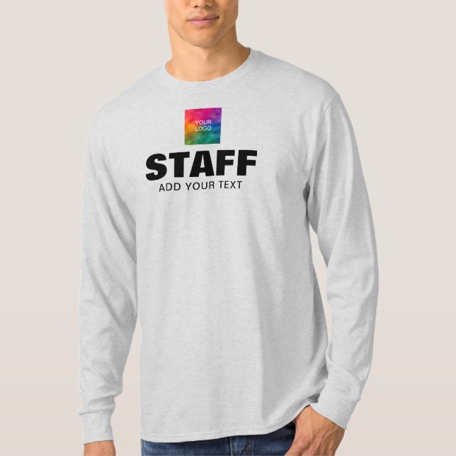 Mens Ash Gray Long Sleeve für Crews des Custom Sta T-Shirt (Vorderseite)