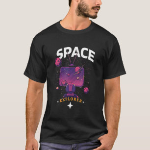 Mens Astronaut Helmet Sonnensystem Fernsehen für T-Shirt