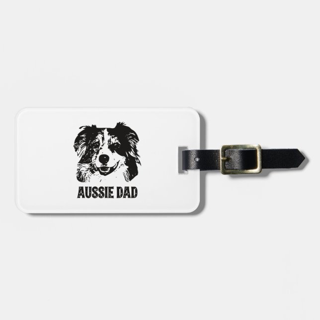 Mens Aussie Vater - Australian Shepherd Dog Vater Gepäckanhänger (Vorderseite horizontal)