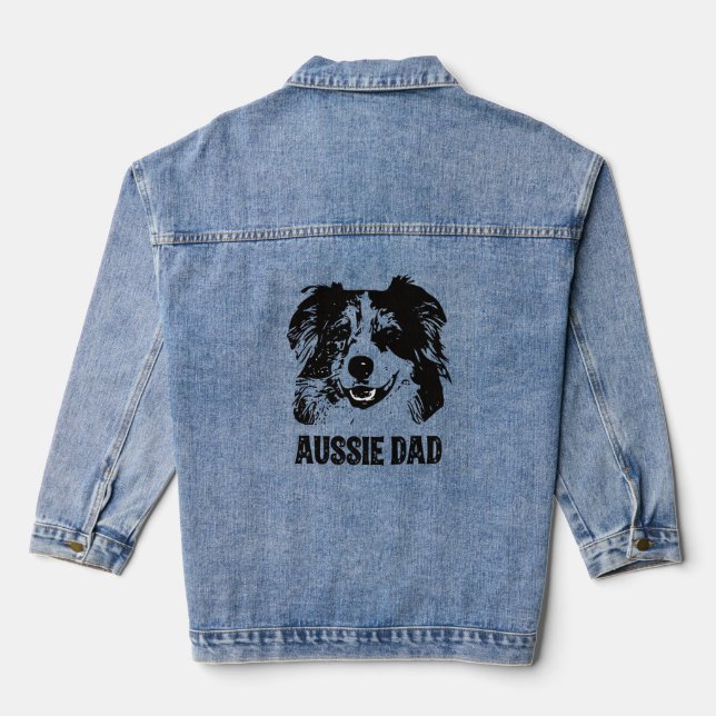 Mens Aussie Vater - Australian Shepherd Dog Vater Jeansjacke (Rückseite)