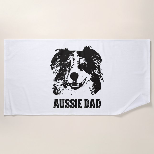 Mens Aussie Vater - Australian Shepherd Dog Vater Strandtuch (Vorderseite)