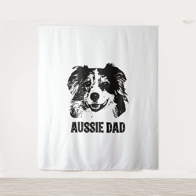 Mens Aussie Vater - Australian Shepherd Dog Vater Wandteppich (Vorderseite)