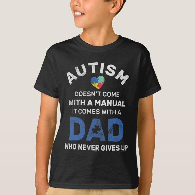 Mens Autism Dad Never Gives Up Autism Awareness T-Shirt (Vorderseite)