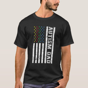 Mens Autism Vater American Flag Awareness Colors F T-Shirt