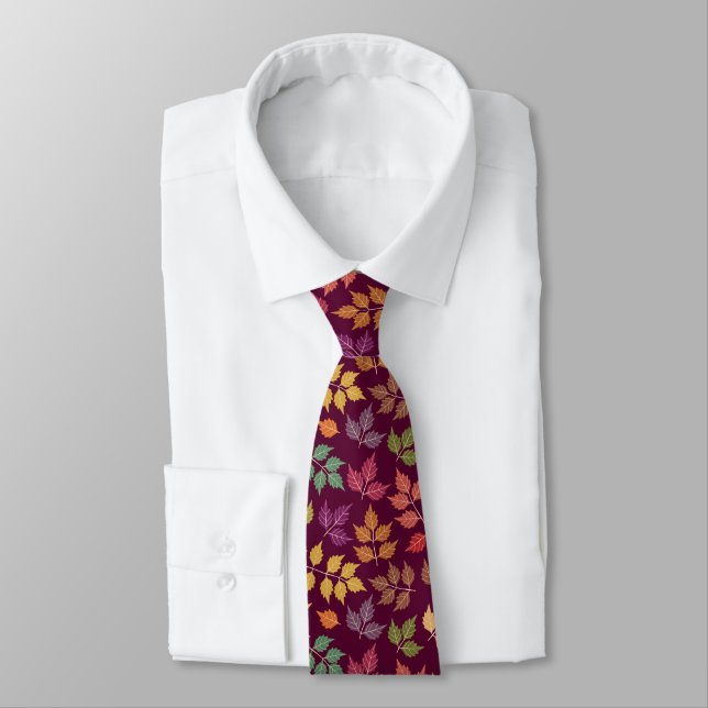 Mens Autumn Pattern Neck Tie Krawatte (Gebunden)