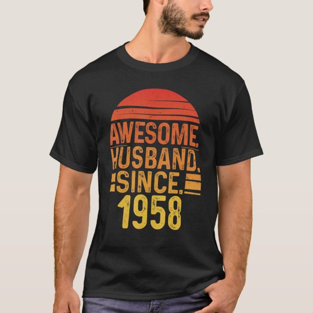 Mens Awesome Husband since 1958 Wedding Anniversar T-Shirt (Vorderseite)