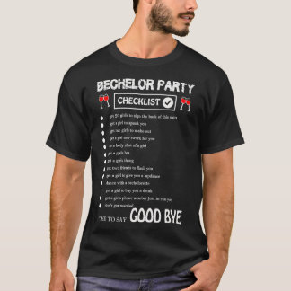 Mens Bachelor Party Checklist Funny Ground Design T-Shirt