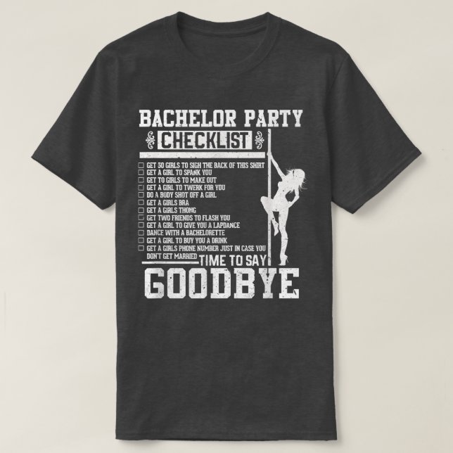 Mens Bachelor Party Checklist Groom Trauzeugen Wed T-Shirt (Design vorne)