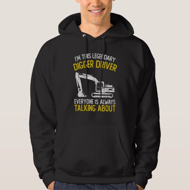 Mens Bagger Driver Heavy Equipment Operator Hoodie (Vorderseite)