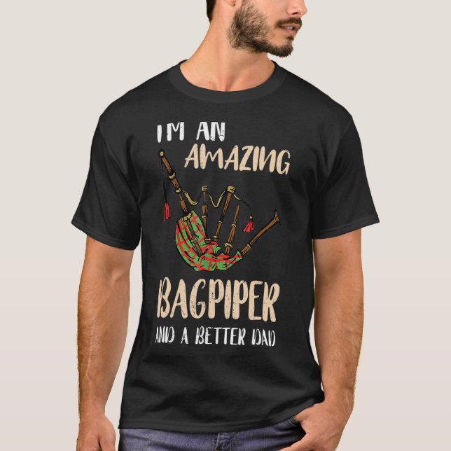 Mens Bagpipe Phantastisch Vater Man Father Scottis T-Shirt (Vorderseite)