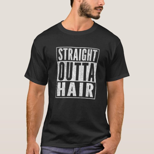 Mens Bald Joke Straight Outta Haare Loss Baldde T-Shirt (Vorderseite)