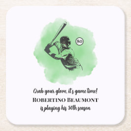 Men's Baseball Hitting 50th Birthday Rechteckiger Pappuntersetzer