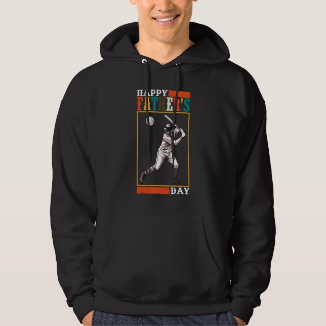 Mens Baseball Player Happy Father s Day Hoodie (Vorderseite)