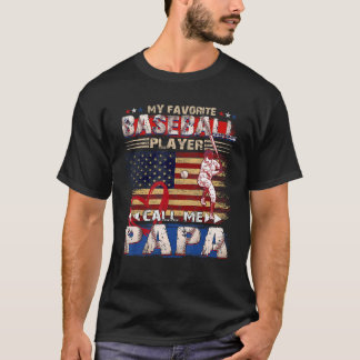 Mens Baseball Vater Mein Lieblings-Baseball-Player T-Shirt
