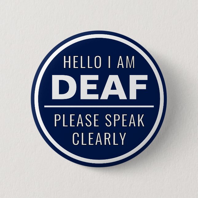 Mens Basic Navy Blue Speak eindeutig Deaf Button (Vorderseite)