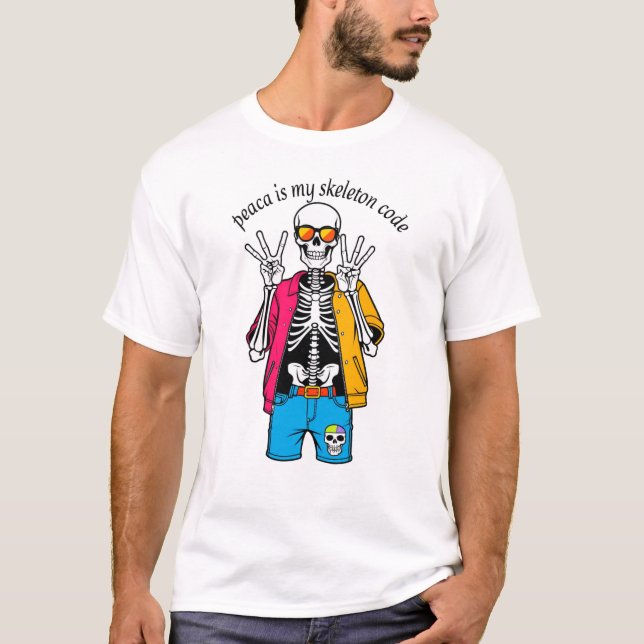 Men's Basic T-ShirtPastel Skeleton T-Shirt | Peace (Vorderseite)