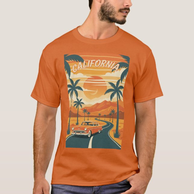 Men's Basic T-ShirtRetro California Travel Poster  T-Shirt (Vorderseite)