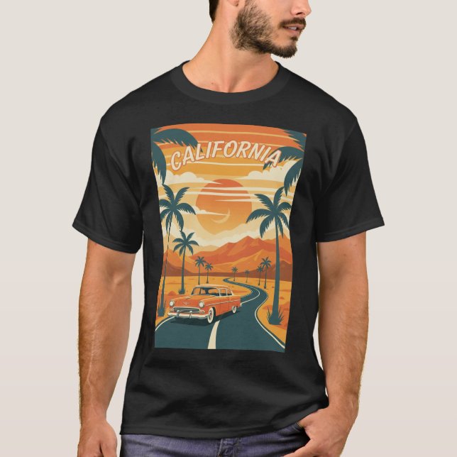 Men's Basic T-ShirtRetro California Travel Poster  T-Shirt (Vorderseite)