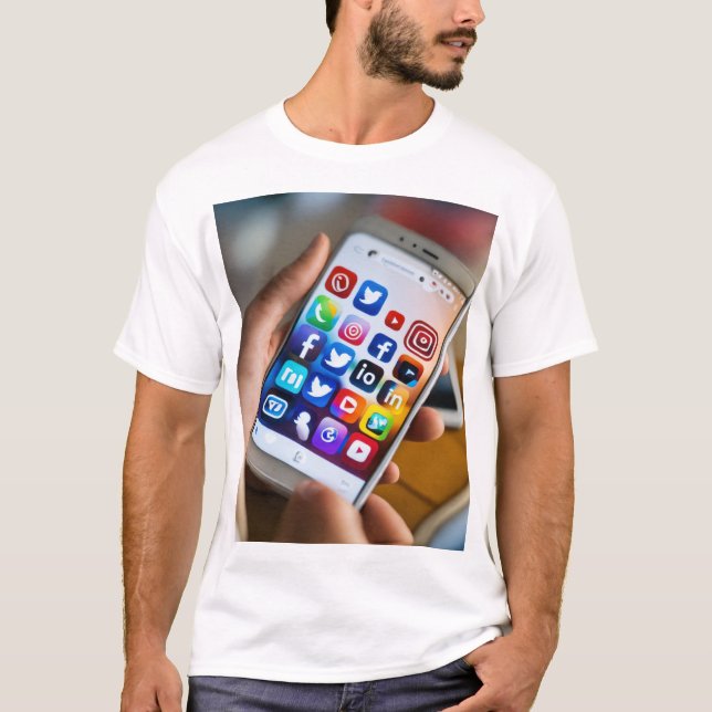 Mens Basic Tee Shirt wie Social Media (Vorderseite)