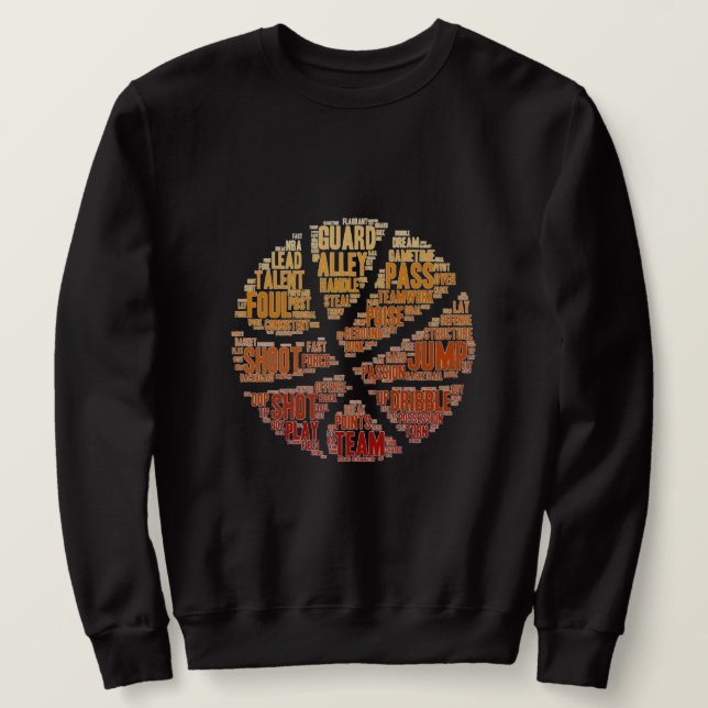 Mens Basketball Sports Game Sweatshirt Black (Design vorne)