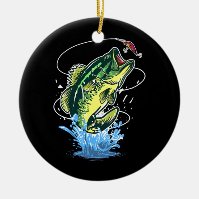 Mens Bass Fishing Lures Bass Fish Keramik Ornament (Vorne)