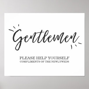 Mens Bathroom Wedding Sign Gentlemen signieren Ele Poster