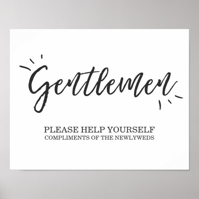 Mens Bathroom Wedding Sign Gentlemen signieren Ele Poster (Vorne)
