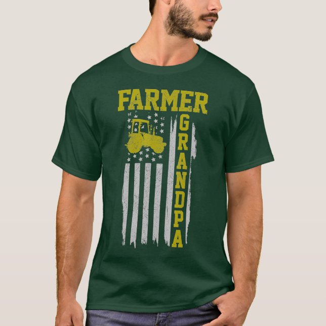 Mens Bauer Großpa Flag Traktor Farm T-Shirt (Vorderseite)