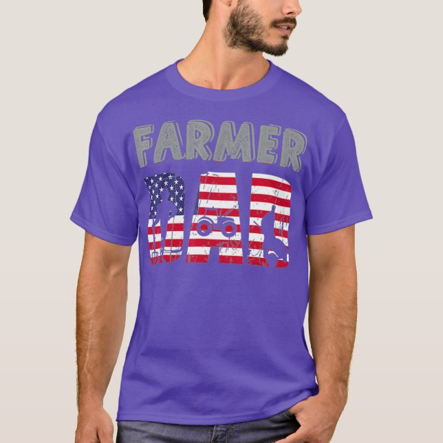 Mens Bauer Vater Farmm Farm American 4th of T-Shirt (Vorderseite)