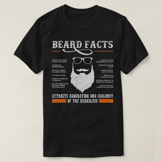 Mens Beard Facts Funny Barber Bearded Mustache Ma T-Shirt (Design vorne)
