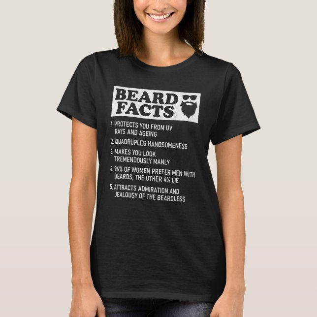 Mens Beard Fakten Bart Man und Bart Spaß T-Shirt (Vorderseite)