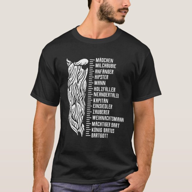 Mens Beard Scale Ruler T-Shirt (Vorderseite)