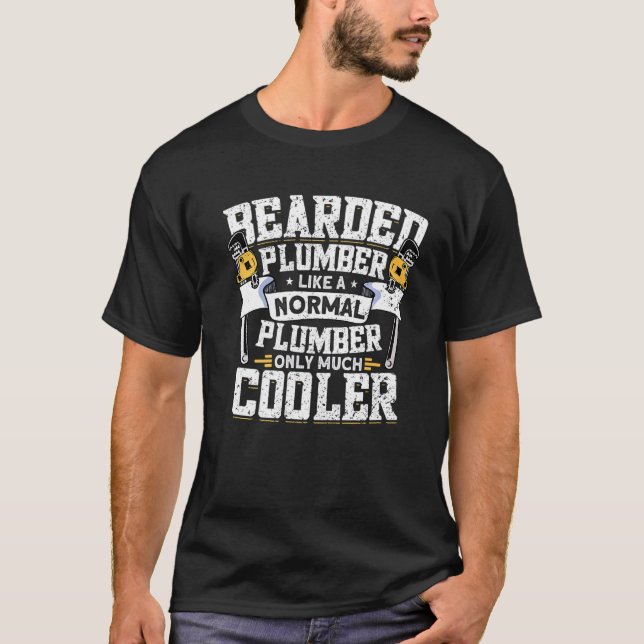 Mens Beared Plumber Klempner-Rohrbauer Klempner T-Shirt (Vorderseite)