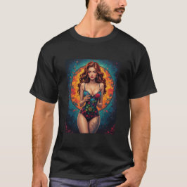 Mens Beautiful Graphic Image of Wine & Women T-Shirt